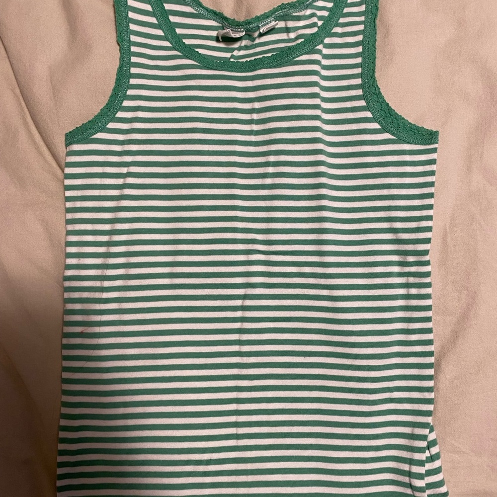 Green Striped Kids Tank Top